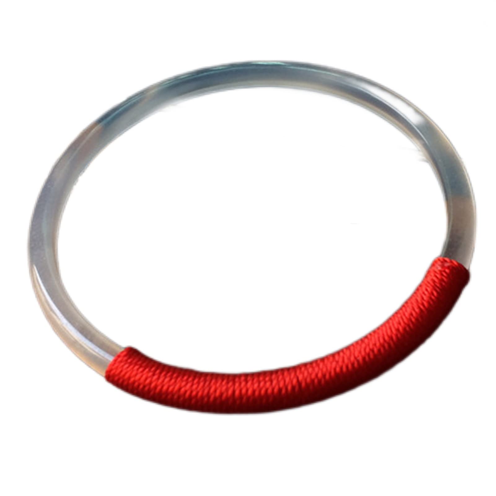 LYFHJD Pulsera de Jade Blanco Natural, Pulsera de Color translúcido, Pulsera de Hilo Rojo Envuelta en ónix Blanco curativo, Regalo de cumpleaños para Damas/Hombres/niñas (Color: Transparente, tamaño: