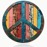 Peace Symbol Metal Sign Colorful Wooden Style Planks Retro Tin Sign