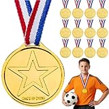 QincLing 12 Stück Siegermedaillen Gold, Siegermedaillen Olympische Kindergeburtstagsfeier Plastik Siegermedaillen für Kindergeburtstagsfeierspiele Preise Sporttag Spielzeugwettbewerb Auszeichnungen