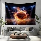 Tapiz 150x100 cm, Llama Deportiva Baloncesto Póster para Pared Grande en Tela MarróN Tapiz Decorativo de Pared Ideal como Decoración de Habitación, Salón y Dormitorio