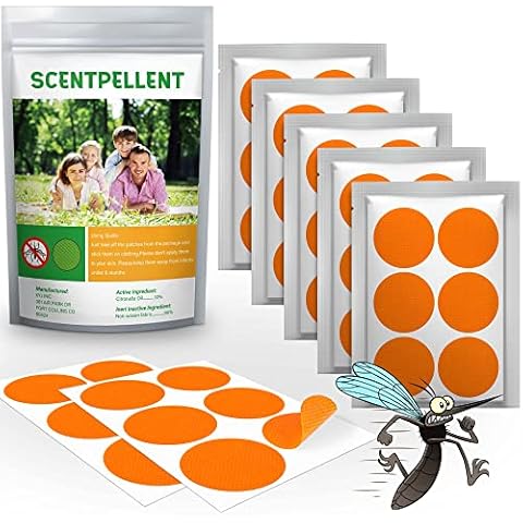 Scentpellent 150 Pack Mosquito Stickers for Kids and Adults, Deet Free Natural Citronella Mosquito Patches for Indoor Outdoor Traveling Camping Hiking, Orange Cover