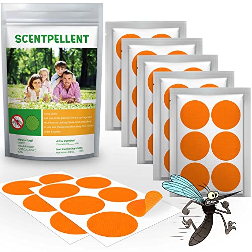 Scentpellent 150 Pack Mosquito Stickers for Kids and Adults, Deet Free Natural Citronella Mosquito Patches for Indoor Outdoor Traveling Camping Hiking, Orange