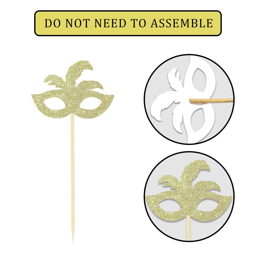 24 Stück Karnevals-Cupcake-Topper – Glitzernde Masken-Motive, Für Mottopartys, Geburtstage & Deko