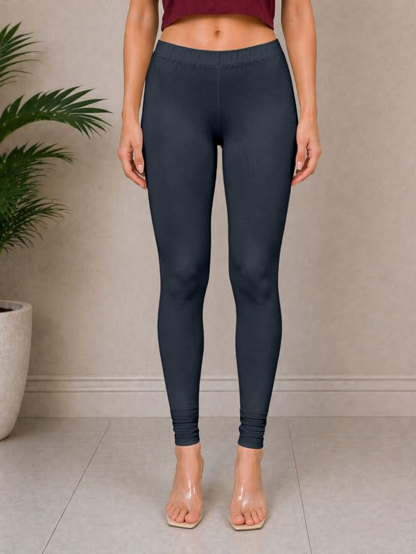 Image of TRENDMALLS Women's Microfiber Elastane Stretch Soft Churidar Length Leggings with Ultrasoft Waistband