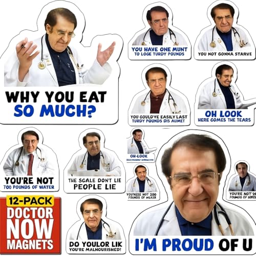 Dr. Nod Funny Fridge Magnets (Pack of 9) Diet Motvation Refrigerator Magnets Set | Hilarious Quotes Strong Decorative Kitchen Magnets for Adults Locker & Office