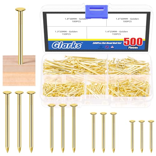 Glarks 500pcs 3/4’’ 1’’ 1-3/16’’ 1-1/2’’ Length Nail Assortment Kit,