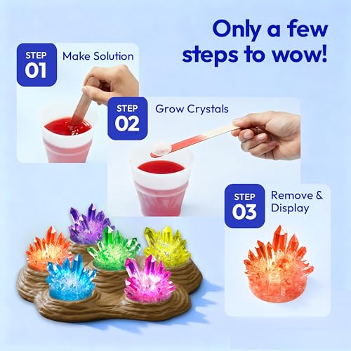 Klever Kits Crystal Growing Lab- 7 Color Crystal Growing Kit with Light-Up Base, Educational Toys Birthday Gift for Boys and Girls, Science Kits for Kids Ages 8-12 by Jova - Image 5