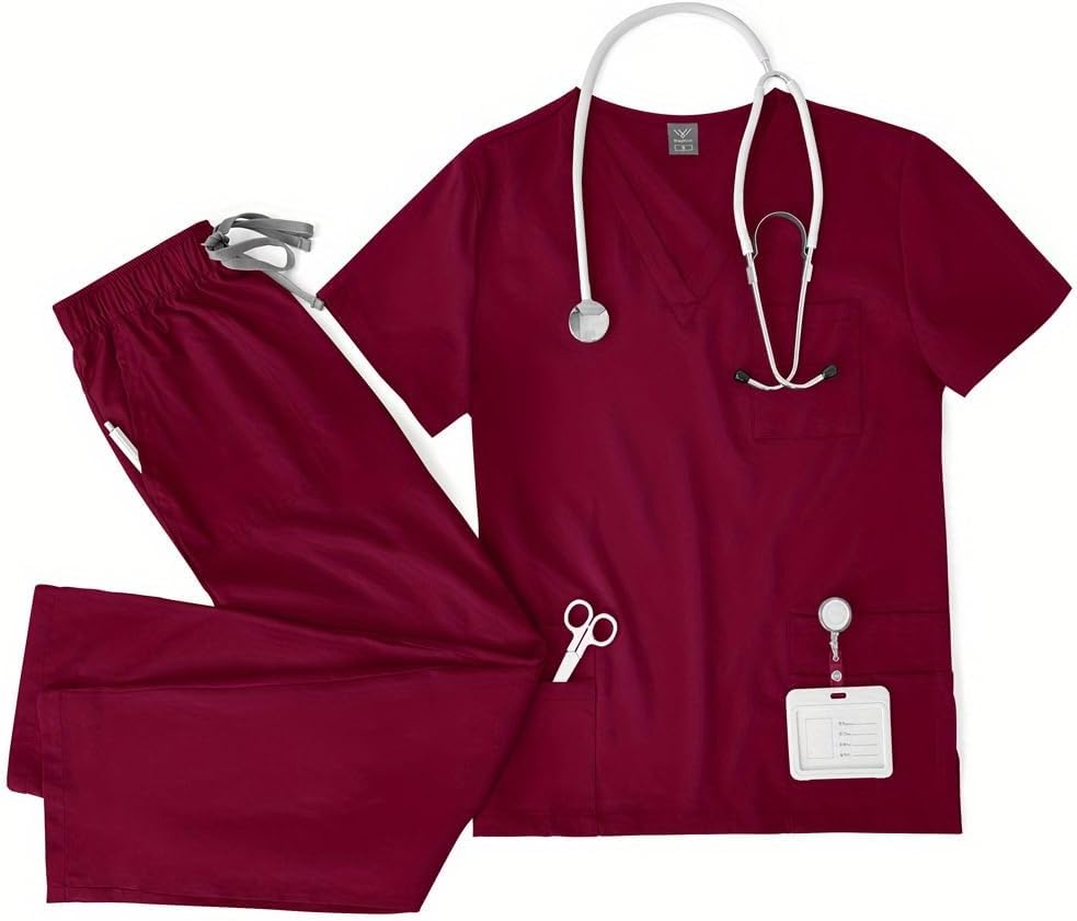 ComfortMax V-neck Double-layer Pocket Scrub for Doctors, Ultra Quick-dry for Busy Shifts