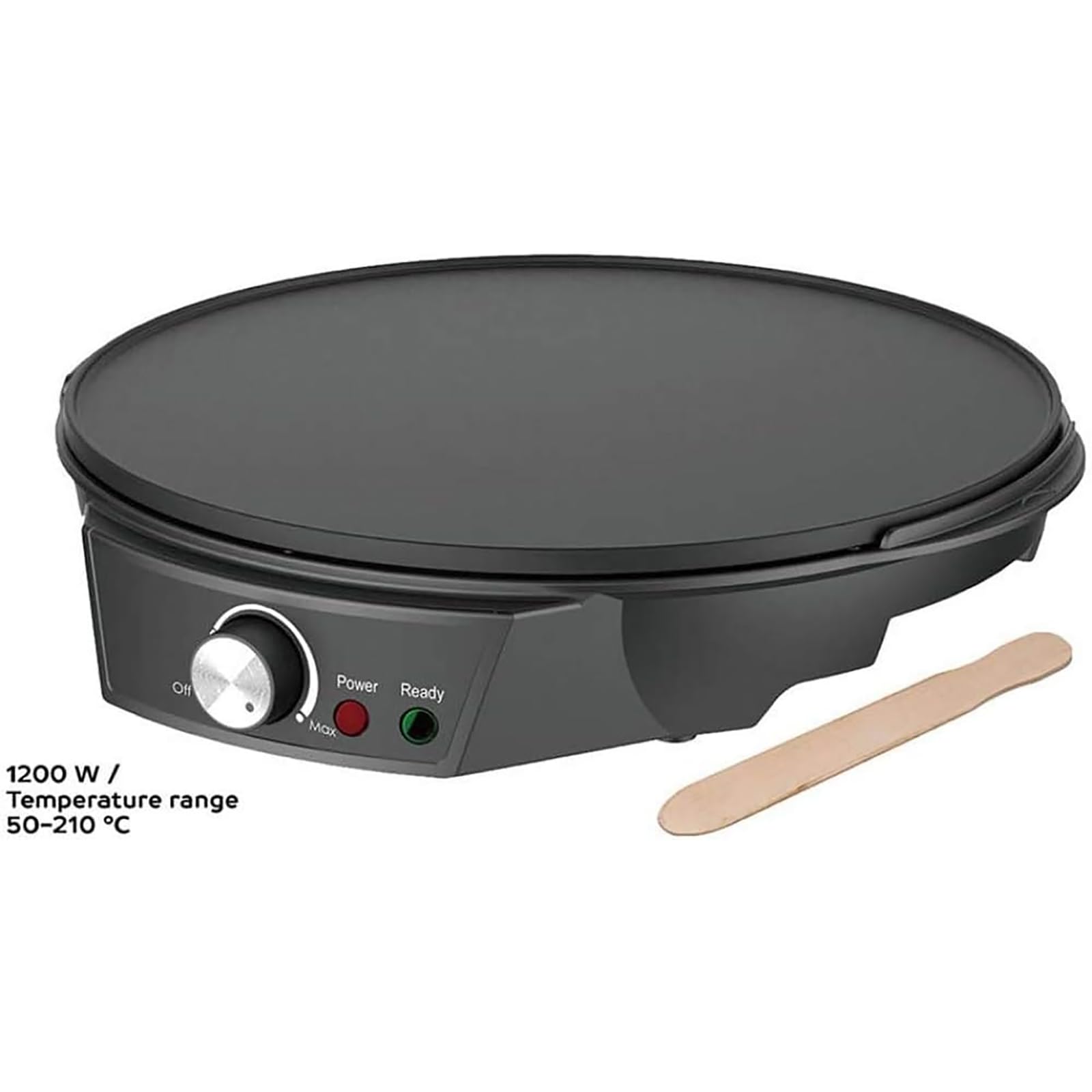 Crepiera Elettrica Commerciale da 1200 W – Crepiera Antiaderente con Temperatura Regolabile, Pala in Legno e Asta a T, Risparmia Tempo for Blintzes, Uova, Colazione