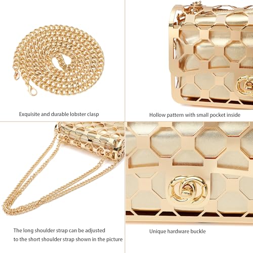 Image of CARIEDO Women Evening Bag Elegant Clutch Purse Exquisite Velvet Metal Hollow out Handbags Prom Wedding Party
