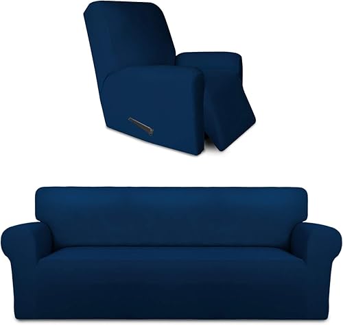 PureFit Paquetes de fundas para sofá reclinable, color azul marino