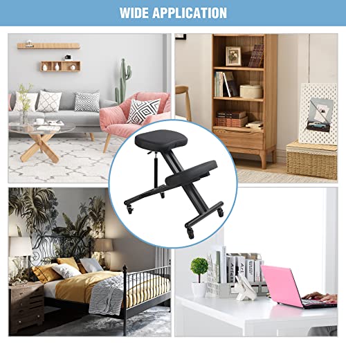 Alapur Rolling Kneeling Chair Ergonomic For Office Home,Height Adjustable Stool Posture Chair With Wheels Thick Pu Leather Cushions,Black #TOP5