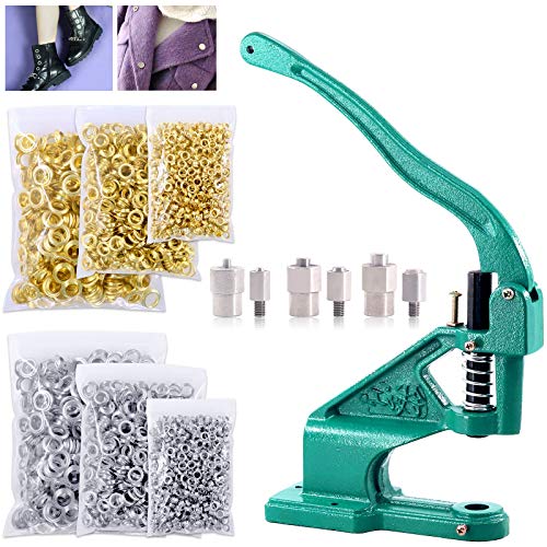 Keadic Hand Press Grommet Machine with 3 Die #0#2#4 and 3000 Pieces Grommets Eyelets Silver & Golden, for Banners, Signs, Awnings, Posters, Curtains, Digital Printing, Corsets, Belts, Bags, Shoes
