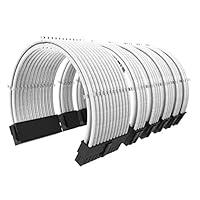 ABNO1 PSU Kabelverlängerung für Stromversorgung 30CM Länge mit Kabelkämmen Verlängerungskabel Kit 24-pin 8-pin 6-pin Sleeved Cable-Weiß