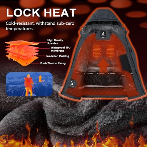 Image of Mens Winter Coats Ski Snowboard Jacket Down Waterproof Coat | Warm Jacket, Insulated Jacket, Cold Weather Jacket, Heavy Jackets, Winter Parka, Windproof Coat, Hiking, Camping, Working
