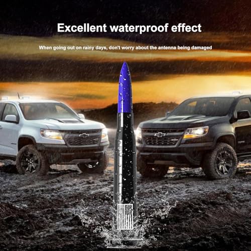 Image of Car Truck Antenna with Tire Valve Caps American Flag Universal Short Replacement for GMC Sierra Chevy Silverado Dodge Ram 1500 2500 3500 Ford F150 F250 F350 Super Duty Raptor Accessories, Blue