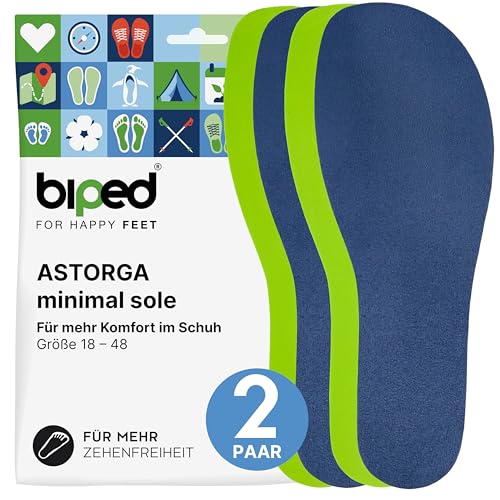biped minimal sole ASTORGA - 2 Paar Einlegesohlen für Minimal- & Barfußschuhe - Samtig weiche Premium Velours Sohlen – Barfuß Schuheinlagen für Erwachsene und Kinder(39)