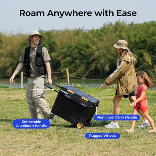 Image of BougeRV 12 Volt Car Refrigerator, CRD2 61 Quart Portable Fridge Freezer with APP Control, -4℉ to 68℉ Dual Zone Compressor Electric Cooler 12 /24V DC, 110~240V AC for Overlanding, Camping, RV, Truck