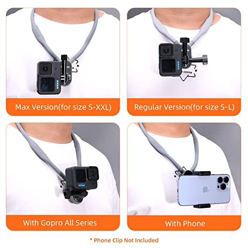 AuyKoo CapLock POV Neck Mount Holder & Ergonomic Design, for GoPro Hero 12/11/10/9/8/7/6/5/MAX, for DJI Action 4/5, for Insta360 - Image 3