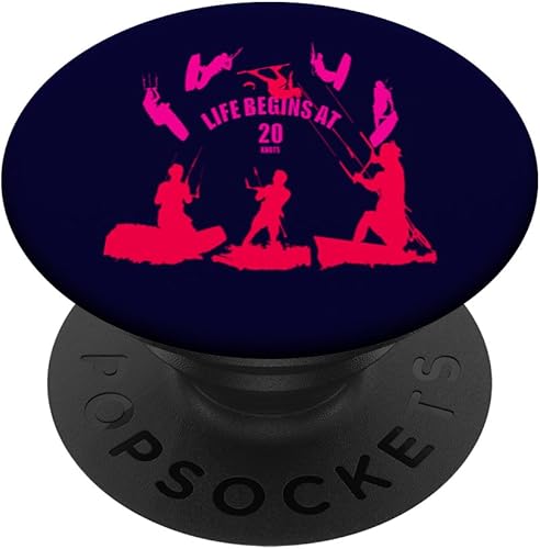 Kiting Life Begins At Twenty Knots Kitesurfer Fun Quote 3 PopSockets Standard PopGrip disponible en Yaxa Venezuela
