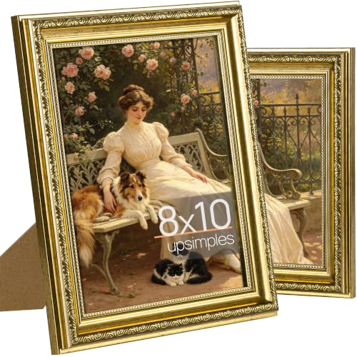 Image of upsimples Vintage 8x10 Picture Frame, Antique Gold Frames, 2 Pack