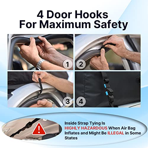 King Bird Aerodynamic Rooftop Cargo Carrier Bag, 20 Cubic Feet Car Waterproof Roof Bag For All Vehicles With/Without Rack, Includes Anti-Slip Mat, 8 Reinforced Straps, 4 Door Hooks, Luggage Lock #TOP5