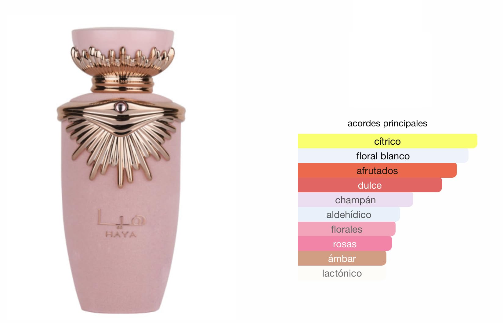 Perfume Haya 100ML, Perfume Árabe para Mujer de Larga Duración, Eau de Parfum, Incluye Atomizador Recargable 5ML, Fragancia Floral y Dulce con Notas de Champán, Gardenia y Praliné (Haya)