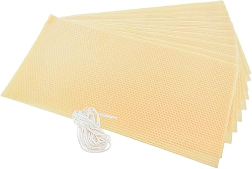 Stakich Kit de cera de abeja pura para hacer velas, 50 hojas de tamaño completo, 8 18 pulgadas x 16 34 pulgadas, viene con absorción e instrucciones