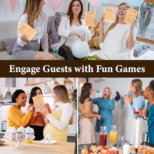 WOODAMORE Bingo Baby Shower Games for Girl - Baby Shower Bingo Cards for Guests, Word Scramble Mommy or Daddy Game, Funny Boys Babies Showers Activities — view 3