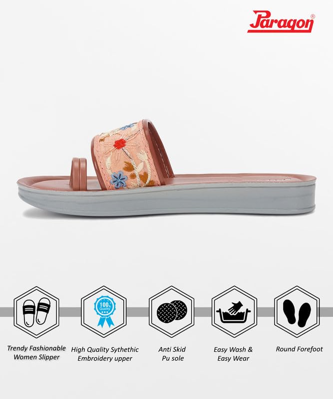 Image of PARAGON K7012L Women's Sandals | Stylish Slip on Flats with Cushioned Soles | Trendy Lightweight Durable & Comfortable Fashion Slippers for Outdoor Use