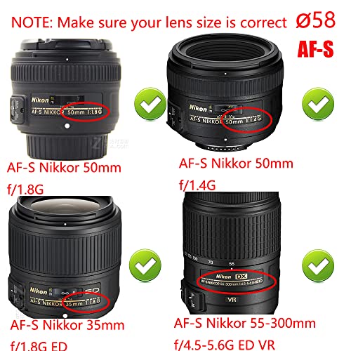 T7 Lens Cap 58mm Canon Rebel T8i 4000D w/ EFS 1855mm 호환가능 Fujifilm X