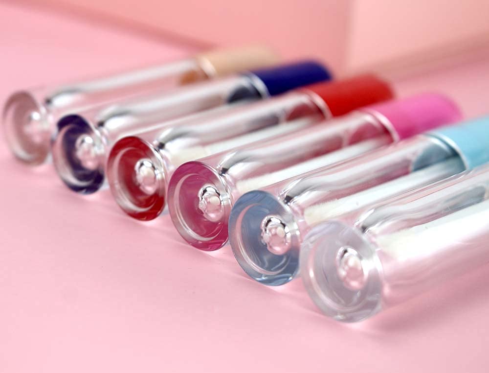 24 tubos de brillo de labios redondos vacíos de 6 ml, Rosa/Rebel Fun.,