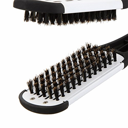 Layhou Wild Boar Hair Straightening Brush - Double Sided Heat Resistant Comb for Straight Hair, White - Image 3