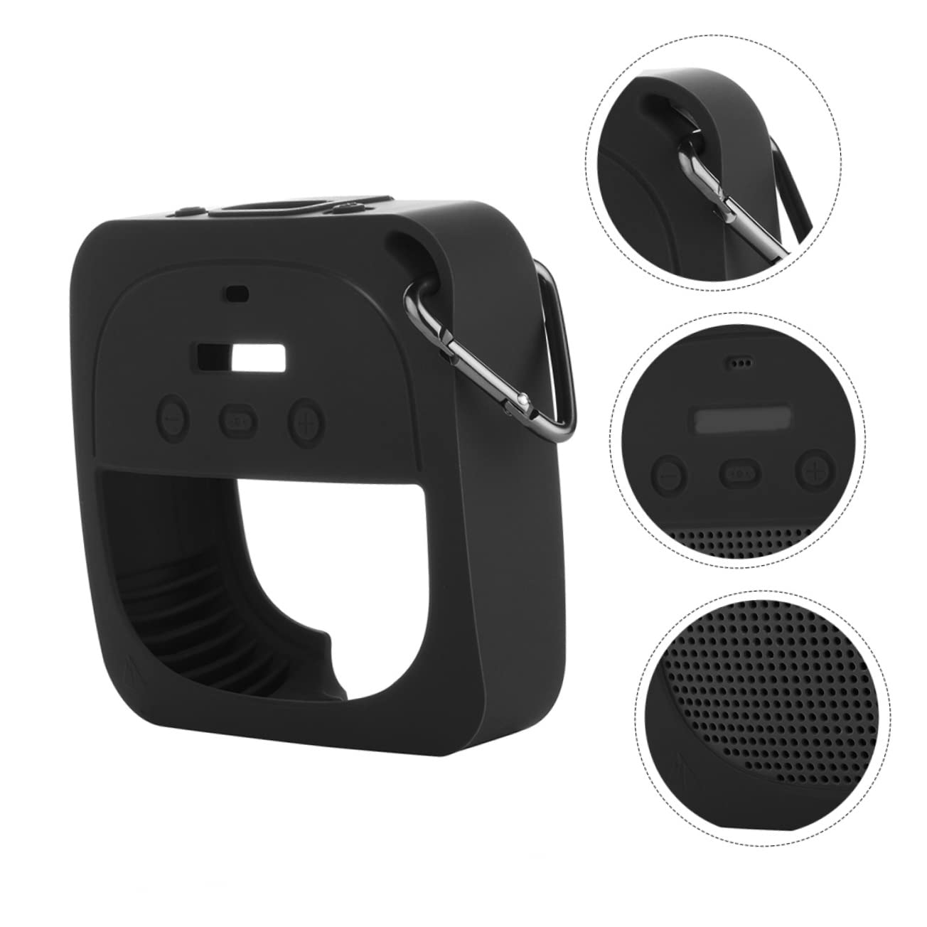 Mikikit 1pc Speaker Carrying Pouch Compatible Shockproof Protective Case Carabiner for Travel and Outdoor Use Deep