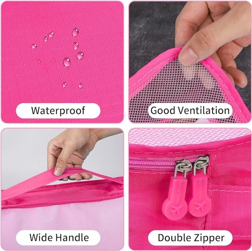 Image of 6 in 1 Polyester Secret Pouch Travel Bag Packing Cubes Laundry Bag with Undergarments & Cloth Storage Organizer Travelling Set /Suitcase Bag (PINK)