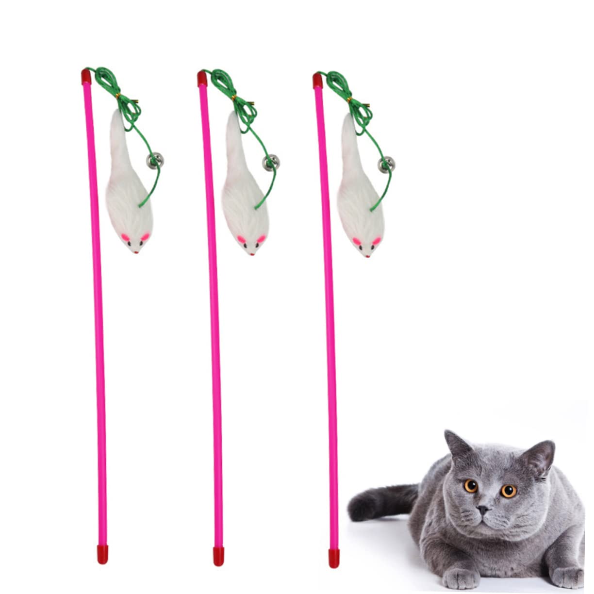 POPETPOP 10stücke Interaktive Katzenangel Mit Mausdesign Lustiges Spielzeug Für Katzen Fördert Und Geistige Anregung Zufällige Farben Für Katzentraining Und