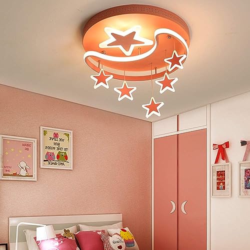 Chambre enfant lustre acrylique rose avec éclairage LED télécommandé - 3