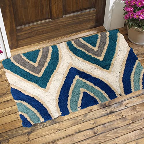Image of AAZEEM Exclusive Anti Skip mat for Living Room, Door mat for Home Entrance, Door mat for Floor (40 x 60 cm) | Blue Color | Pack of 1|