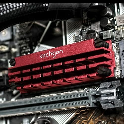Image of Archgon HS-1110 SSD Heatsink Cooler for PCIe NVMe M.2 2280 SSD for Workstation Server Rugged Computer IPC Industrial Computer Gaming PC Use (Red)