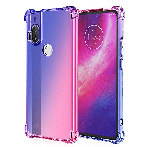 Dedux Funda para Motorola One Hyper, [Refuerzo de Cuatro Esquinas] Carcasa Gradiente Transparente TPU Suave Funda Case (Azul/Rosa)