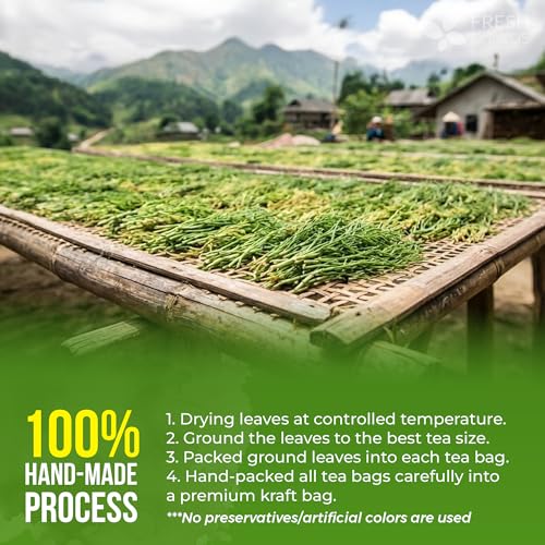 Image of FreshDrinkUS, Premium 15 Horsetail Leaf Tea Bags, 100% Natural & Pure from Horsetail Loose Leaves Herbal Tea. Made with Natural Material Tea Bags. No Sugar, No Caffeine, No Gluten, Vegan.