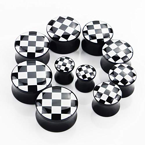 Awinrel 4029001 Checkered And Spiral Saddle Ear Gauges Set Uv Acrylic Ear Plugs Tunnel Stretcher Expander Body Piercing Jewelry 4 Pieces 2G 6Mm thumb #3