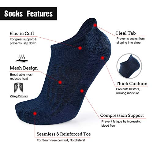 Image of Busy Socks Merino Wool Compression Support Ankle Running Hiking Socks for Men Women, Soft Thick Cushion Tab Socks 3 /6 Pairs