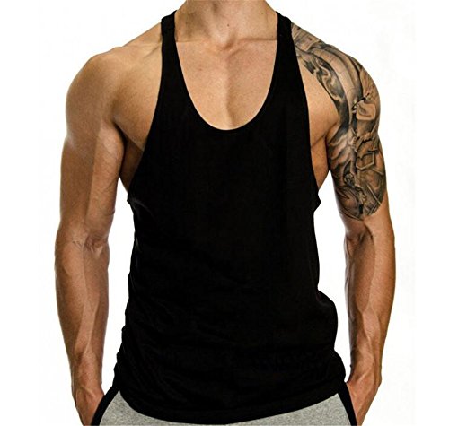 Camiseta sin mangas para hombre Hippolo Gym para ejercicio, camiseta deportiva, chaleco, color Schwarz-A1, tamaño medium