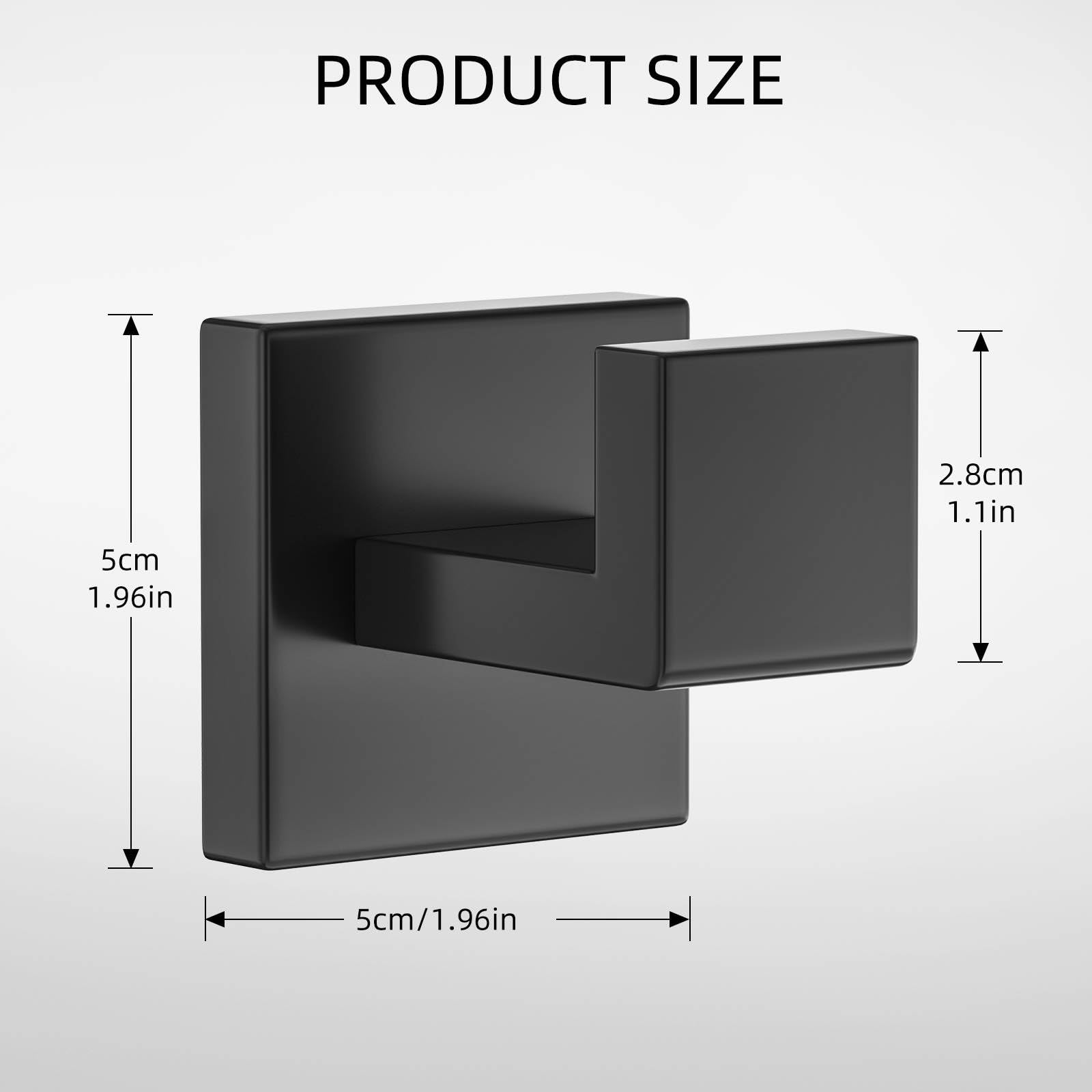 Ganchos para toallas de baño, color negro mate, 4 unidades, para colgar en la pared