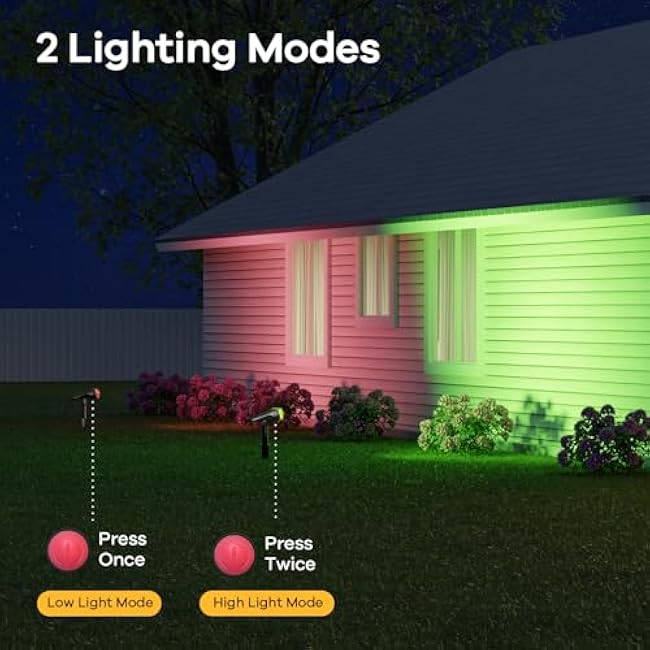 Consciot Solar Color Changing Outdoor Spotlights Multicolor Landscape Lights, 2 Pack
