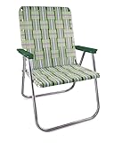 Lawn Chair USA Silla plegable de aluminio con correas para camping, deportes y playa | Magnum - Spring Fling con brazos verdes