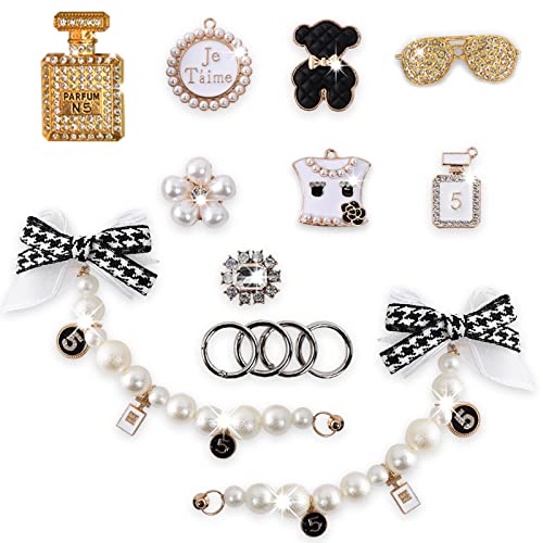 Zshlxm Bling Shoe Charms Fits For Clog Sandals. Fashion Crystal Rhinestone Shoe Charms. These Two Pearl Chains With Bows And 8 Pcs Shoe Charms Can Make Your Shoes Gleaming #TOP1