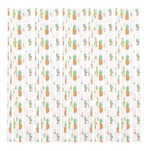 Pajillas de papel hawaianas decorativas 100 pcs miniatura 1