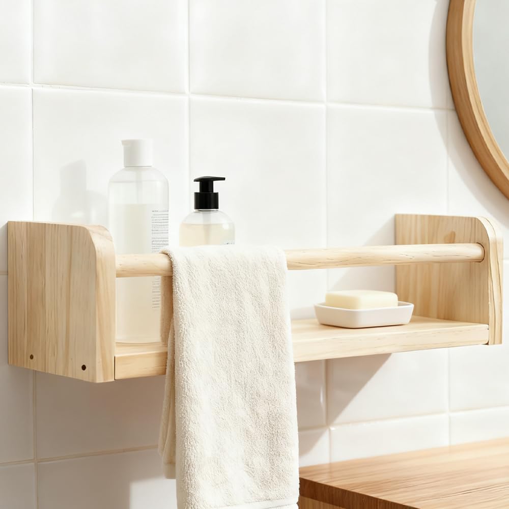 3 Piezas 40cm Estantes Flotantes para Guardería Estanteria Libros con Barra Protectora Flotantes Baldas Pared Madera Pino Madera Estantes Organizadores de Libros für Libros de Cuentos,Revista